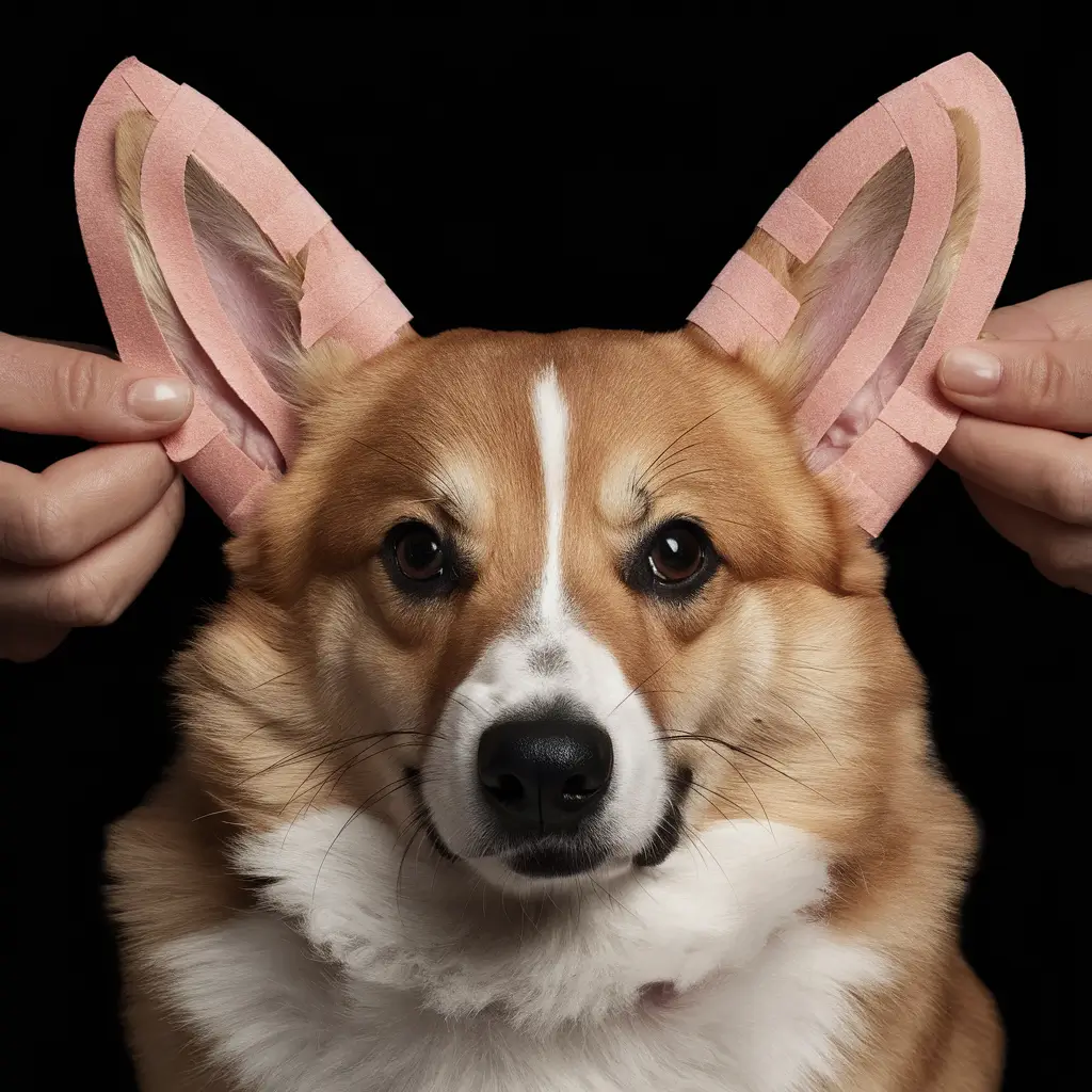 Taping Corgi Ears